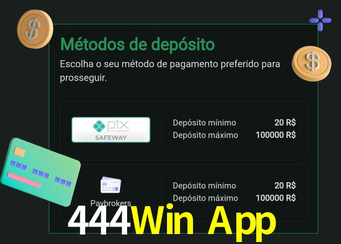 O cassino 444Win App oferece uma grande variedade de métodos de pagamento